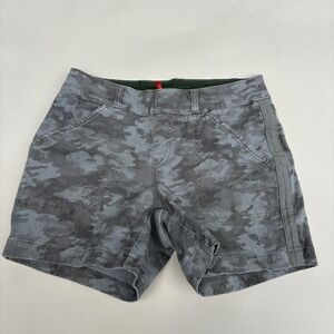 Spanx Womens Gray Camo Stretch Twill Shorts Size S Small Pull On Camouflage